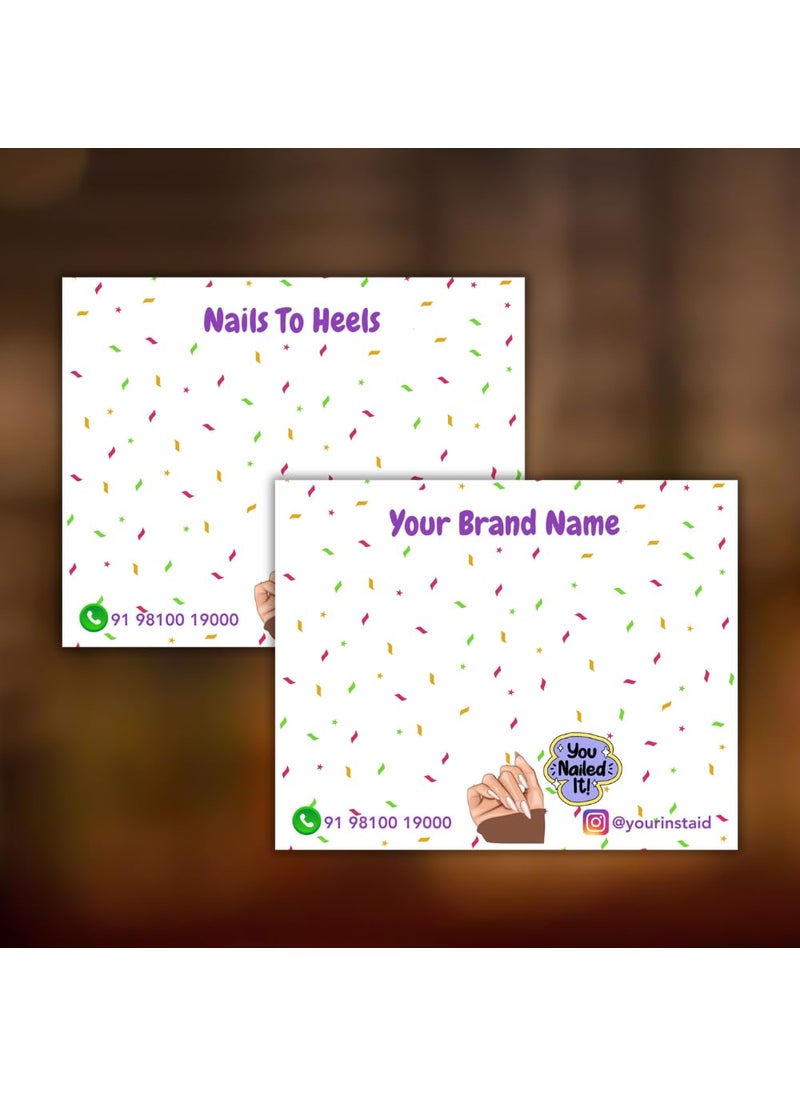 Yellow Nuts Personalized Press on Nails Display Cards Tags 80 Pcs Decorative Packaging for DIY PressOn Nail Kit