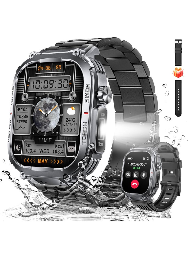 Military Smart Watch for Men 3ATM Waterproof with Call/LED Flashlight 2.02