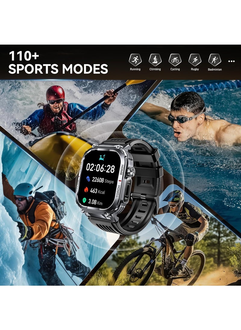 Military Smart Watch for Men 3ATM Waterproof with Call/LED Flashlight 2.02