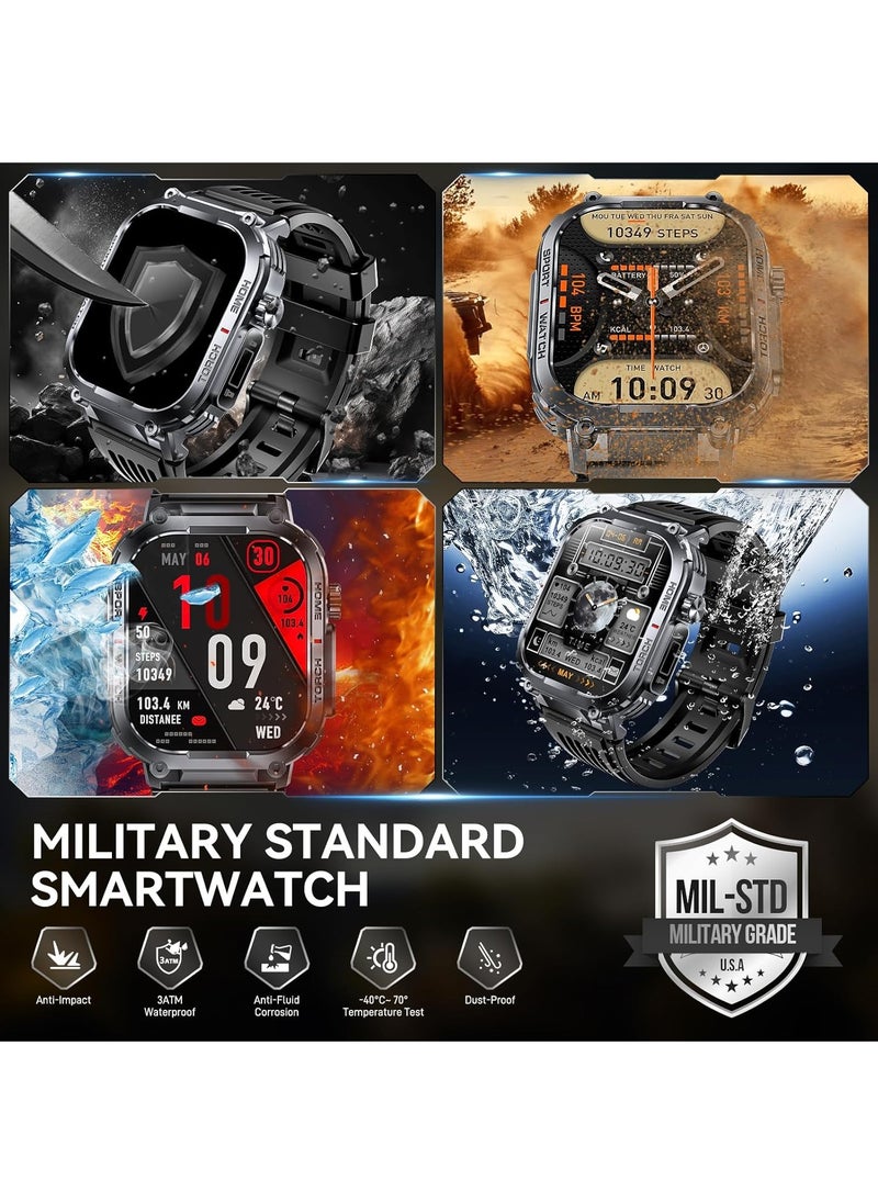 Military Smart Watch for Men 3ATM Waterproof with Call/LED Flashlight 2.02