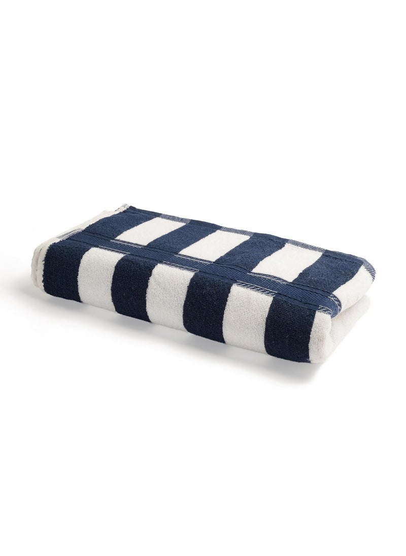 Comforic Quality Luxury Striped Beach Poolside Towel 600 GSMCotton Resort Swimming Towel 87x174 CM Ultra Soft Absorbent WhiteMidnight