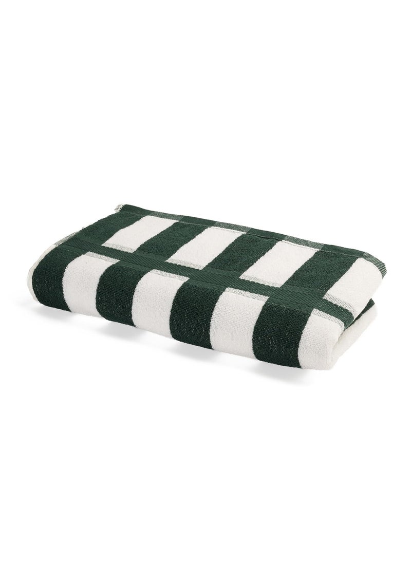Comforic Quality Luxury Striped Beach Poolside Towel 600 GSMCotton Resort Swimming Towel 87x174 CM Ultra Soft Absorbent WhitePalm Green