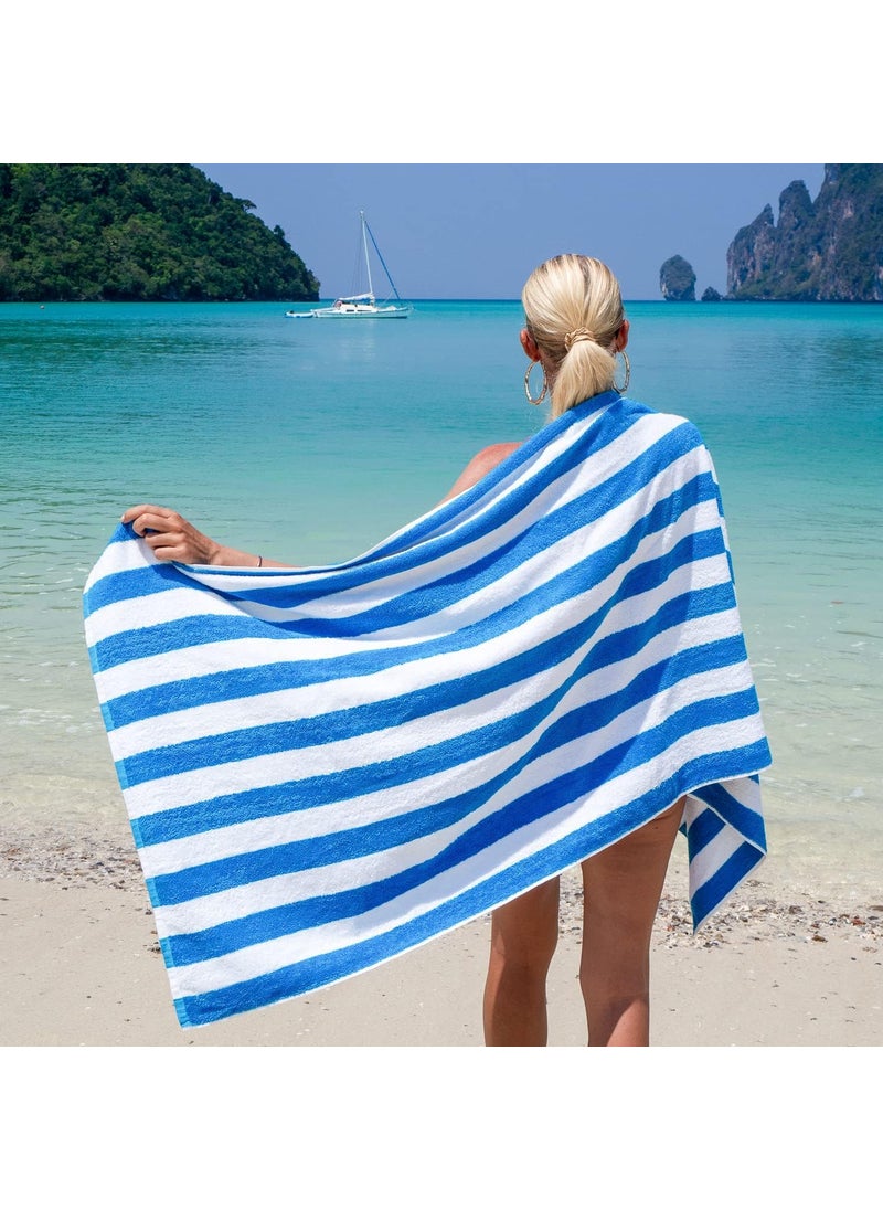 TIQH Ringspun Cotton Pool Towel Perfect for Hotel Spa Hot Tub and Bath California Beach Towel Summer Cabana Swimming Towel for Adults Blue