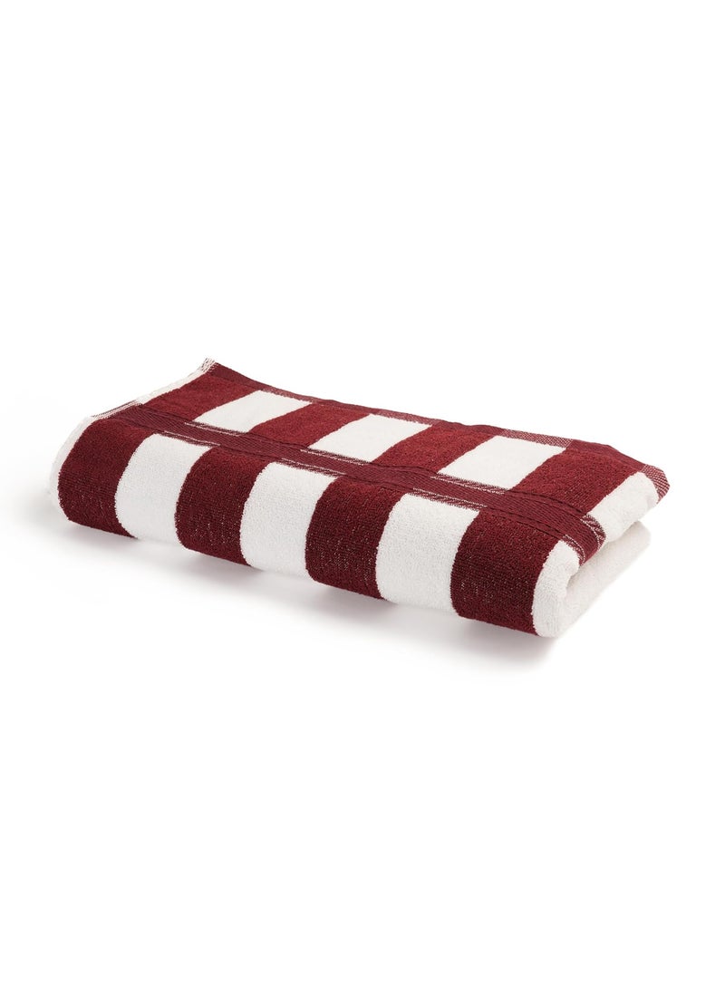 Comforic Luxury Striped Beach Poolside Towel 600 GSMCotton Resort Swimming Towel 87x174 CM Ultra Soft Absorbent WhiteWine Berry
