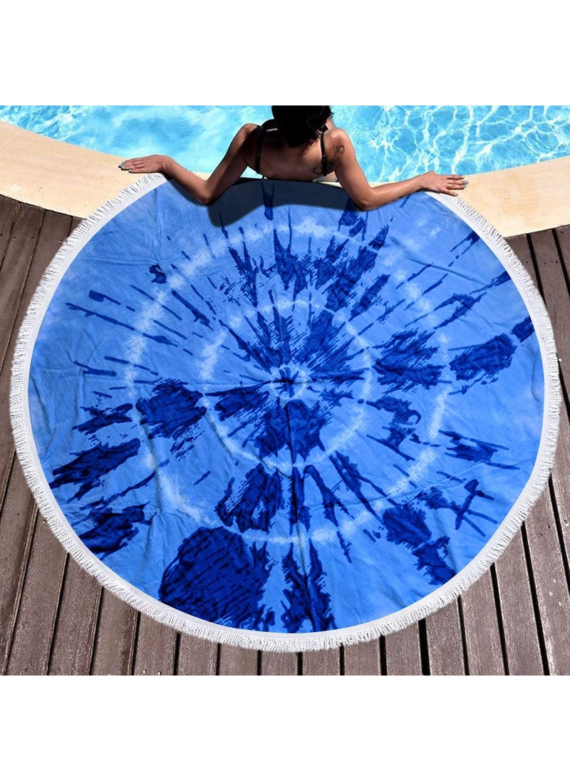 Mandhania Tie Die Large Tassel Beach Round Towel 100 Cotton