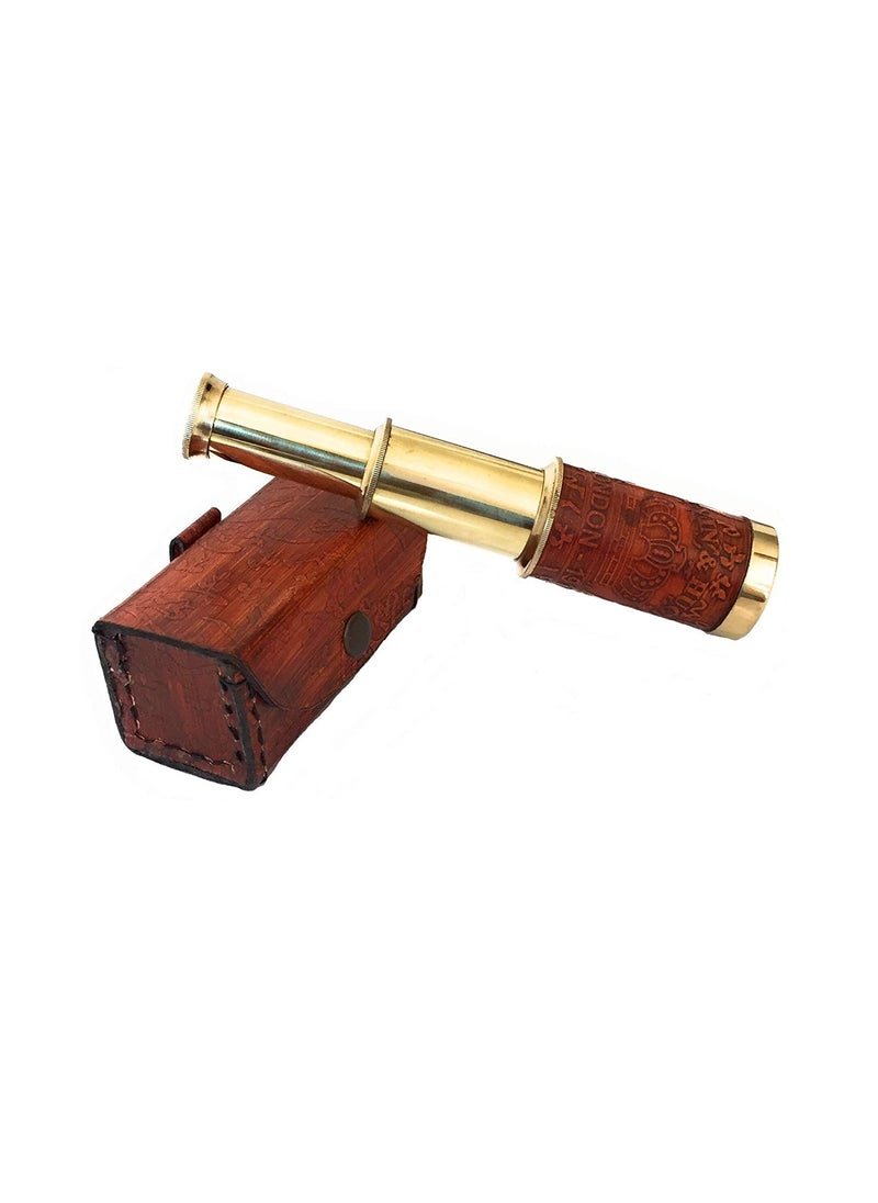 ART N CRAFT 6 Red Leather Stiched Engraved Telescope Without Leather Case Gift for Husband Dad Bestman Gift for Christmas Birthday Wedding Anniversary Fathers Day