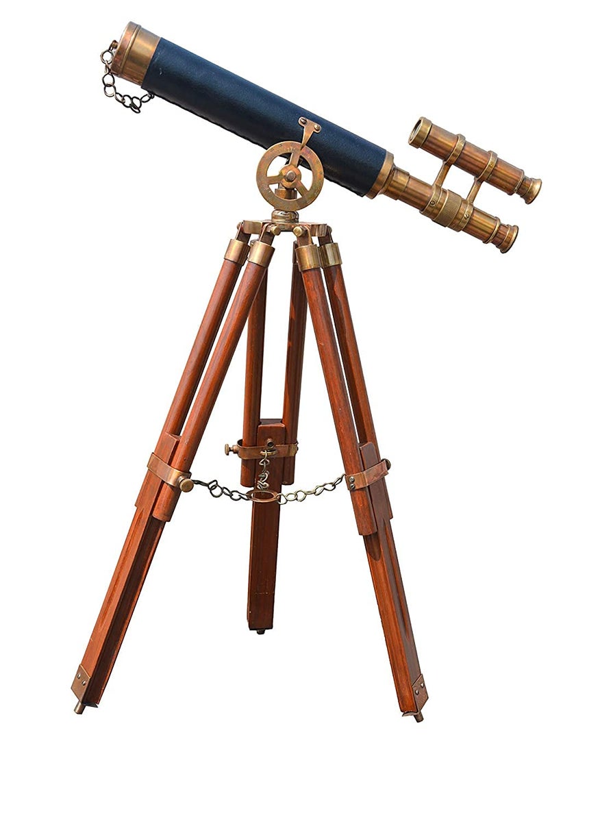 OVERSEAS MART Vintage Style Brown Antique Finish Brass Telescope With Tripod Stand Collectible Marine Telescope Gift