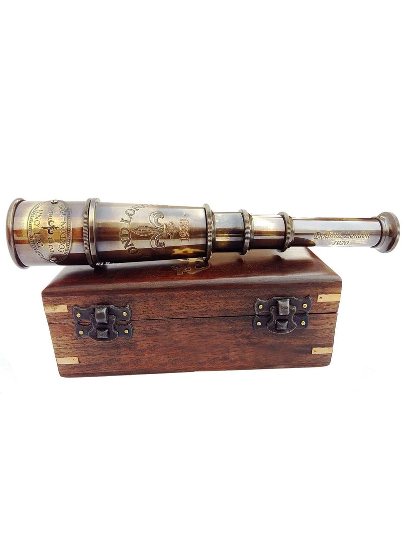 SHOPLYN1920 DOLLOND London Brass Maritime Vintage Telescope Nautical Spyglass Antique Mounted Solid Brass 16 Inch Pirate Telescope