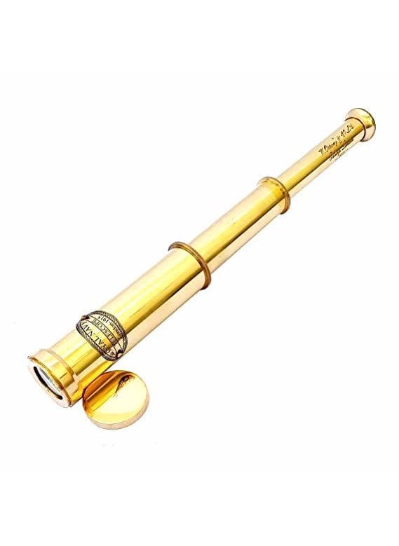 CH Calvin Handicrafts Royal Navy 12 inch Antique Look Full Brass Telescope with Lens Cover