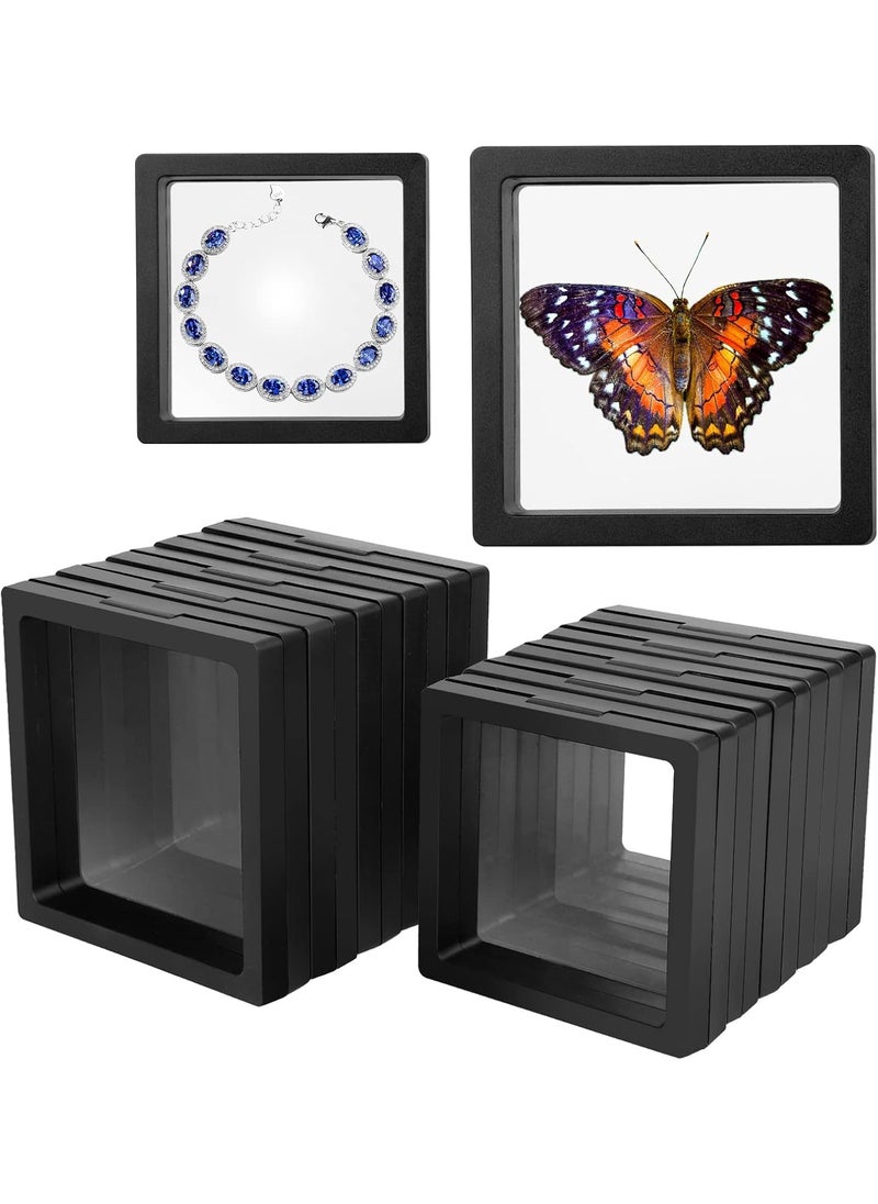 WOODONICK 3D Floating Display Case Frame Holder Stands Transparent PE Film Storage Box for Jewelry Challenge Coin Medal Antique Gift Packing Frame Showcase Earrings Medallions Specimens 5PCs