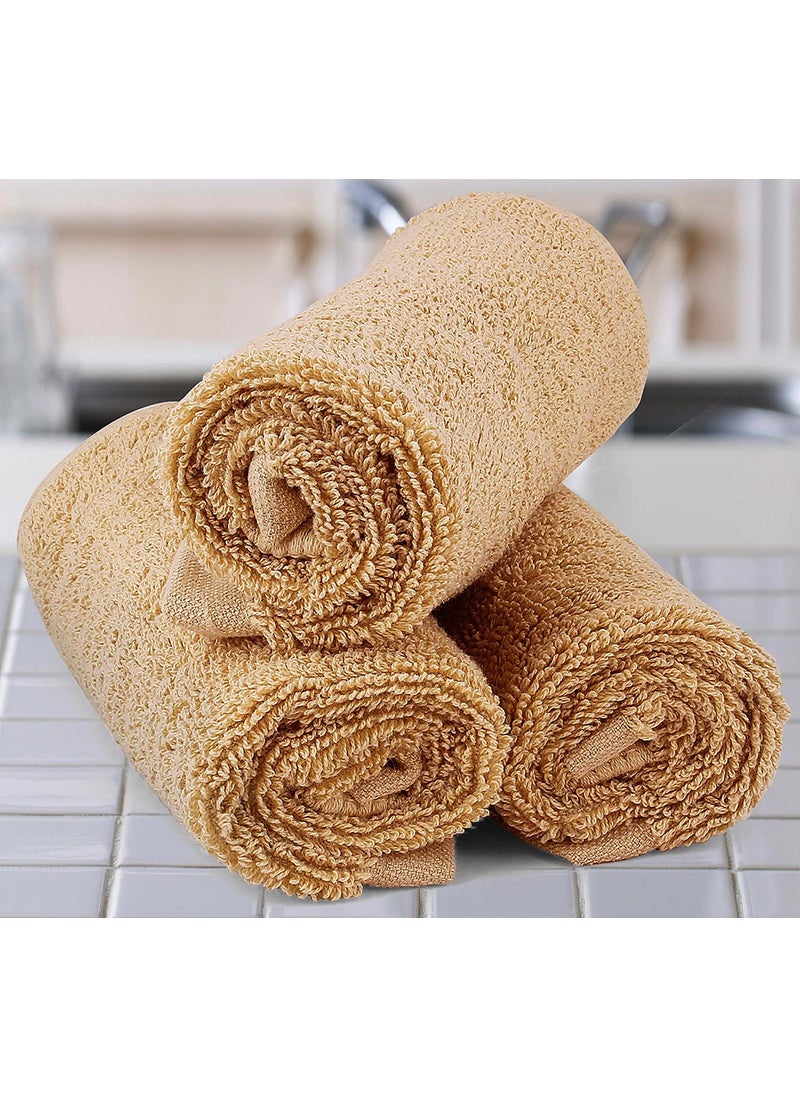 TIQH 100 Cotton Face Cloths Highly Absorbent and Soft Feel Fingertip Towels Set of 3 Beige