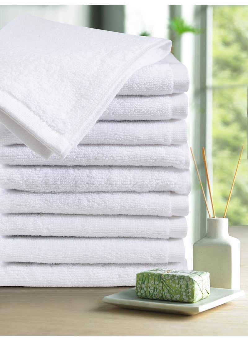 Talwar Home Decor Hotel Cotton Face Towel 12x 12inch White Set of 10 Pieces