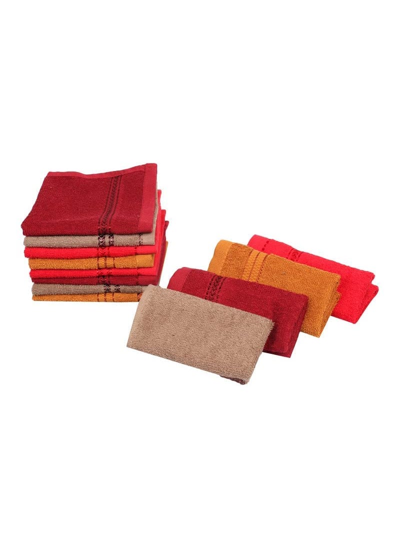 JENNY DENIAL 100 Cotton Soft 300 GSM Face Towel Set of 12 pcs Size 27 27Cm Small Multi Color