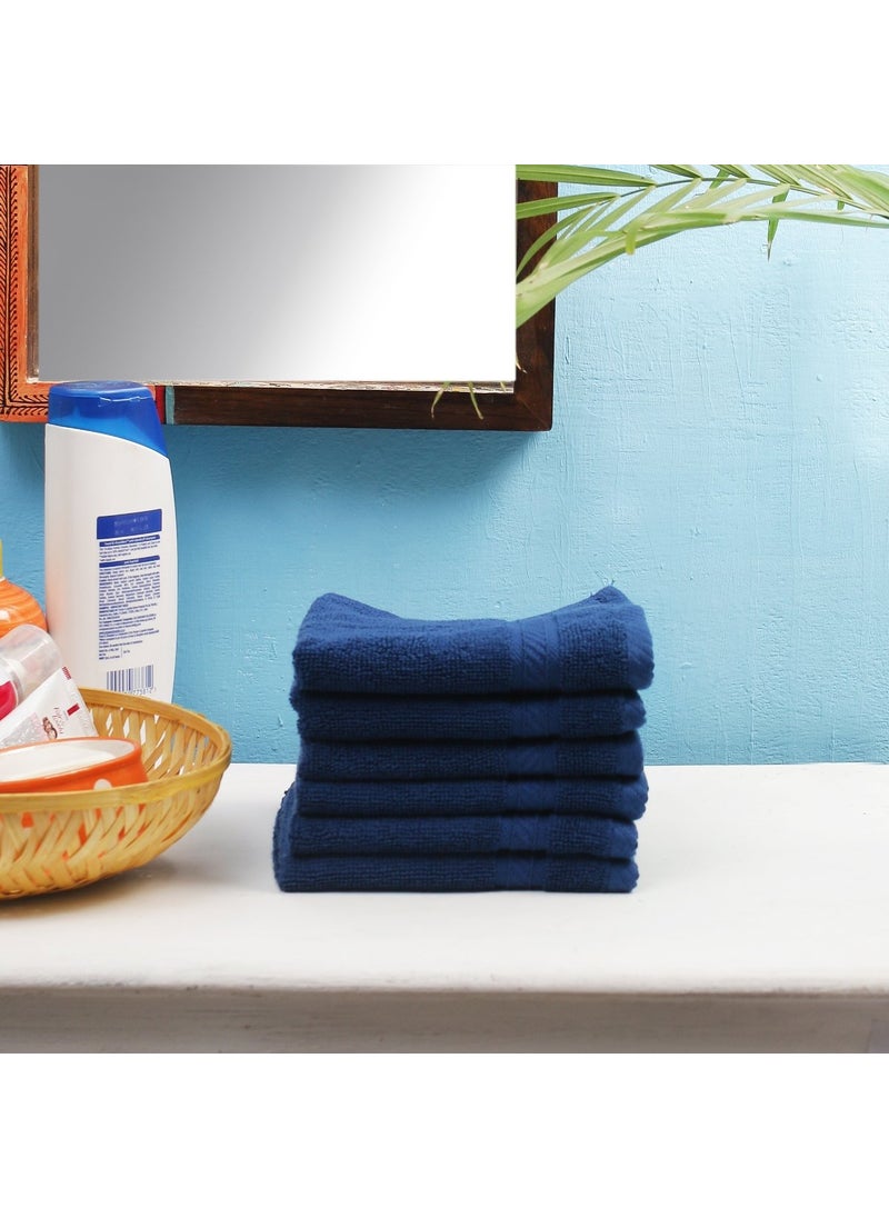FRESH FROM LOOM face Towels Set of 6 Towels for Home Gym or Sports 13 X 13 Inch Blue