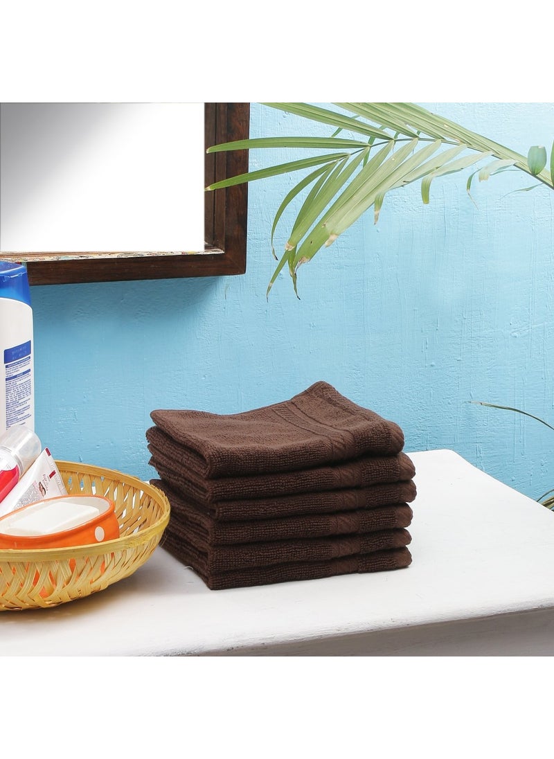 FRESH FROM LOOM Ring Spun Cotton Super Soft Highly Absorbent 6 Multipurpose Towel Set Wash Clothes Face Towels Gym or Sports Towel Size 13 X 13 Inch Brown
