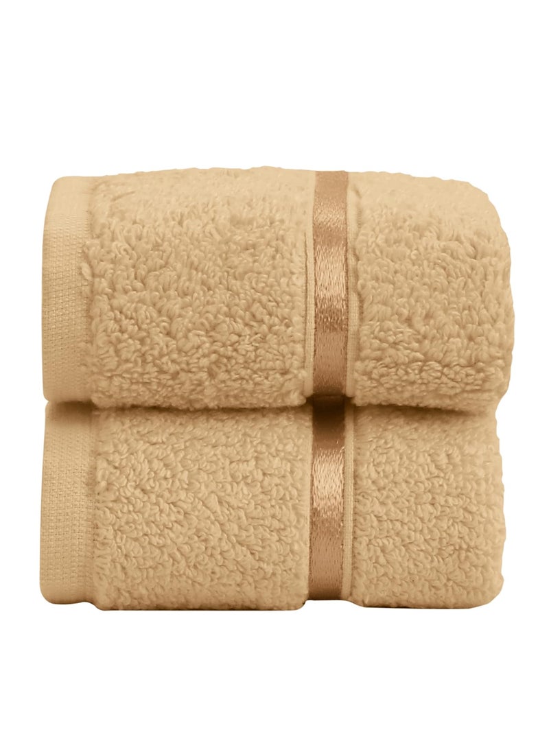 SPREAD SPAIN 100 Cotton Face Towel Roman Face Towel Set of 2 600 GSM Super Absorbent Soft Quick Dry Towels for Gym Sports Travel Suitable for Acne Prone Skin 30x30cm Gold