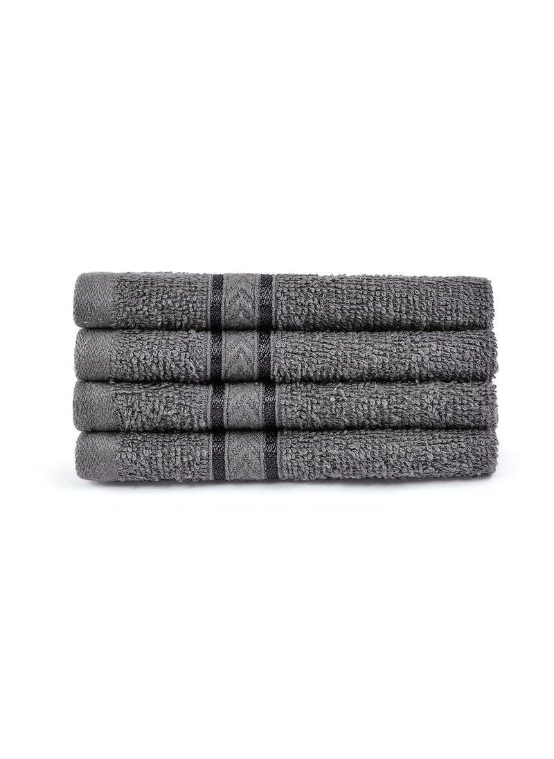 Layers 100 Cotton Face Towel 400 GSM Salte Grey Solid Pattern Tuscany Collection Light Weight Zero Twist Moisture Absorbent Quick Dry Towel Bathroom Accessories Pack of 4