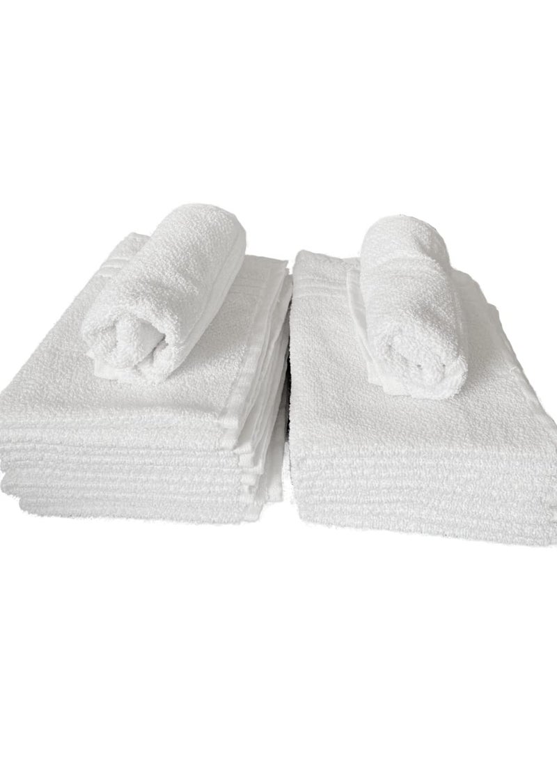 COTFLEX Hand and Face Towel White Pure Cotton Pack of 12