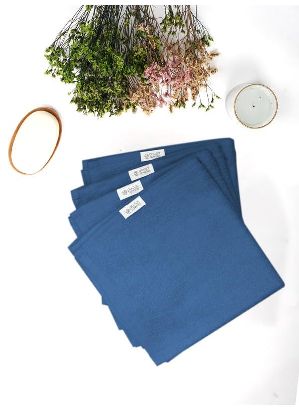 Doctor Towels Bamboo Terry Face Towel Unisex High Absorbency Hypoallergenic Antibacterial Supersoft Quick Dry TravelFriendly AntiOdor 40 x 40 cm 650 GSM Pack of 4 Mineral Blue