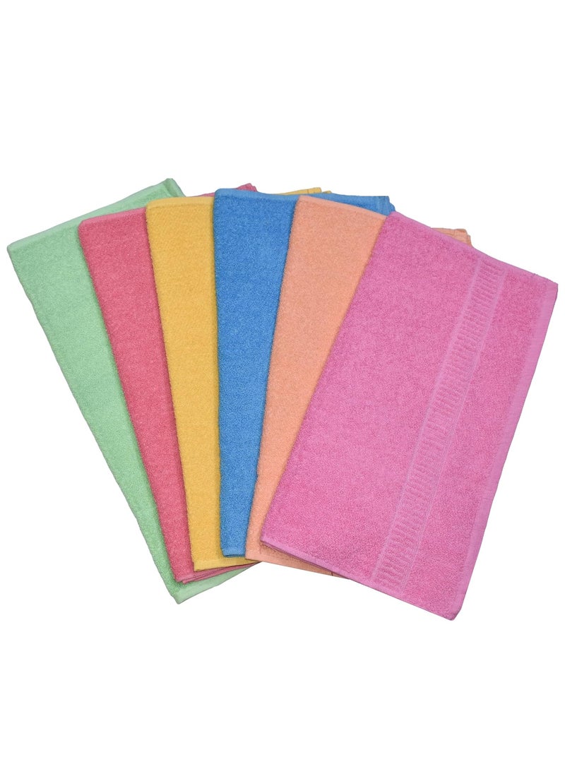 TUNI MANI Plain Turkish GymHandFace Towel Multicolour100 Cotton 500GSM Size 18 x 35 inches 45cm x 88cm Pack of 6