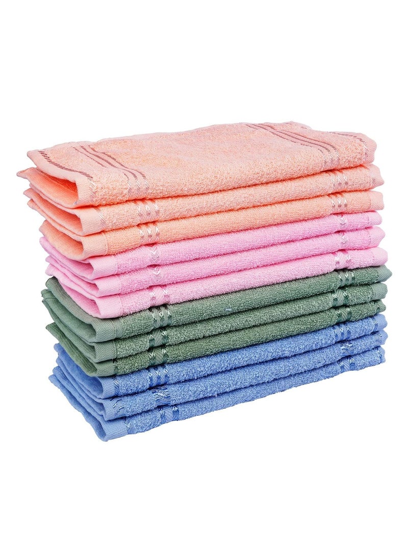 JENNY DENIAL 100 Cotton Face Towel Set of 24 pc Soft Absorbent Size Small 9 9 Inch Color Multi 300 GSM Gym Workout Towels Hand Towels