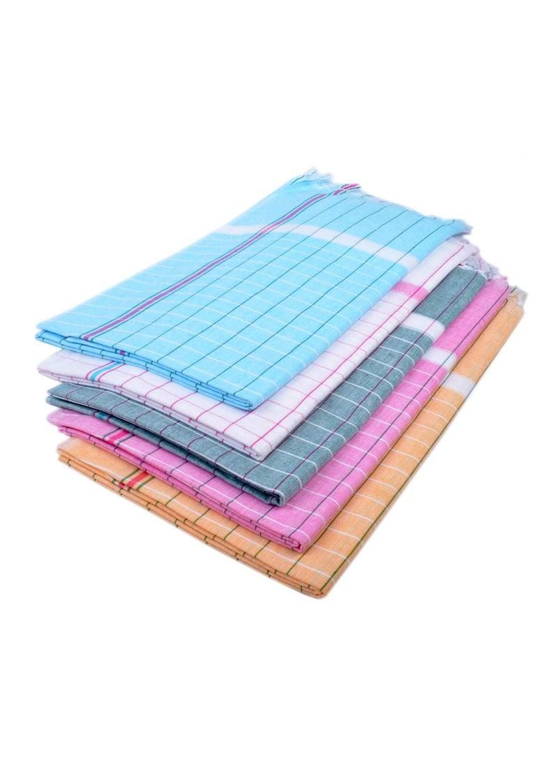 AYUS Cotton Bat Towel Set 32 X 62 Inc Pack of 5 Blue White Green Pink Orange