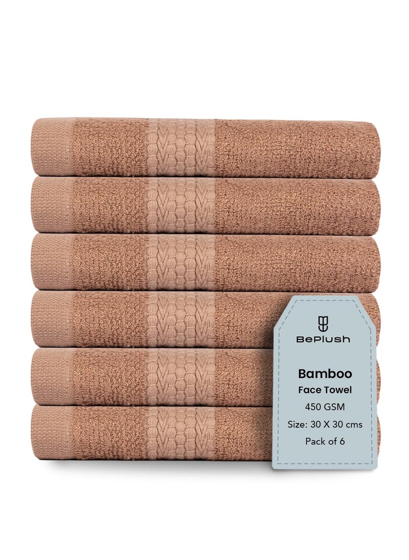 BePlush 450 GSM Bamboo Towel Ultra Soft Absorbent Quick Dry Towels for Gym Travel Face Towel Rust Pack of 6