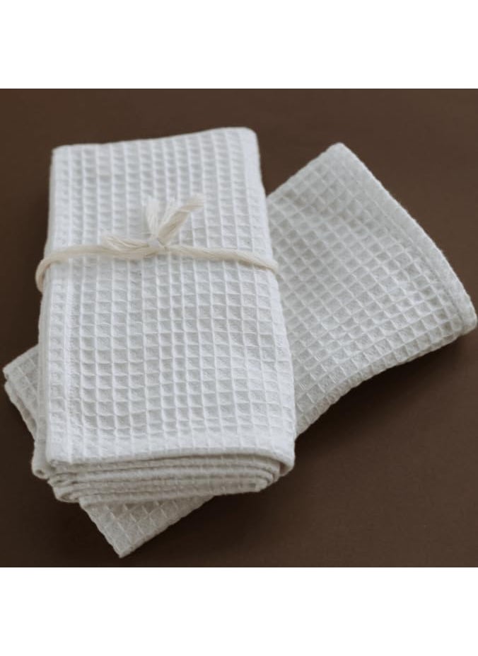 PeepulTrees Handcrafted Organic White Cotton Face Towel Set of 3 Embracing Simplicity and Purity Ideal for Gentle Exfoliation and Natural Absorbency