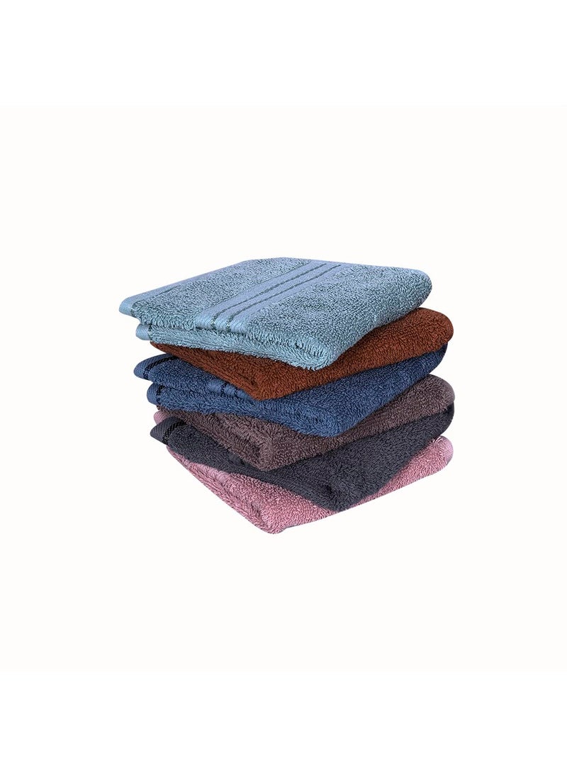 RANGOLI SOFT ABSORBENT DURABLE TOWELS Venetion 100 Cotton Face Towel Set of 6 600 GSM Quick Dry Towels for Face Travel Ultra Soft Highly Absorbent 30Cm X 30Cm Multicolor