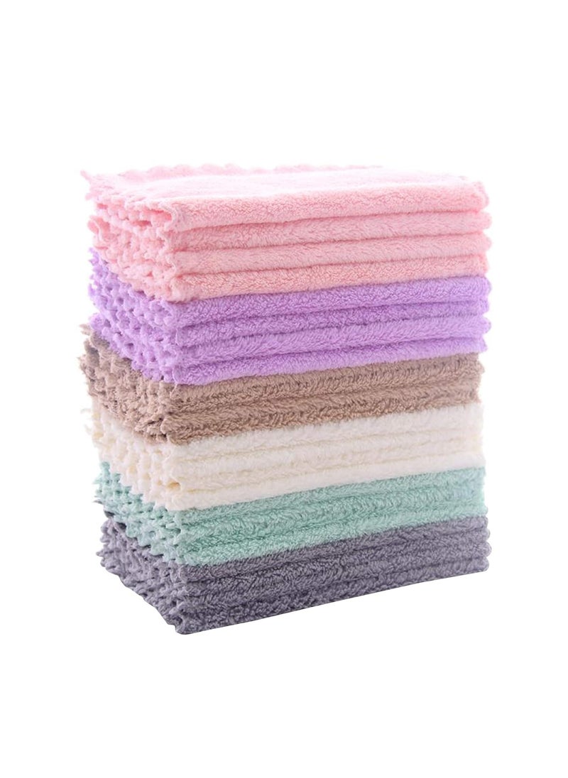 24 Pack Kitchen Dishcloths Does Not Shed Fluff Reusable Dish Towels Dish cloths Super Absorbent Coral Fleece Cleaning Cloths Nonstick Oil Washable Fast Drying 7 x 9 Inch Multicolor