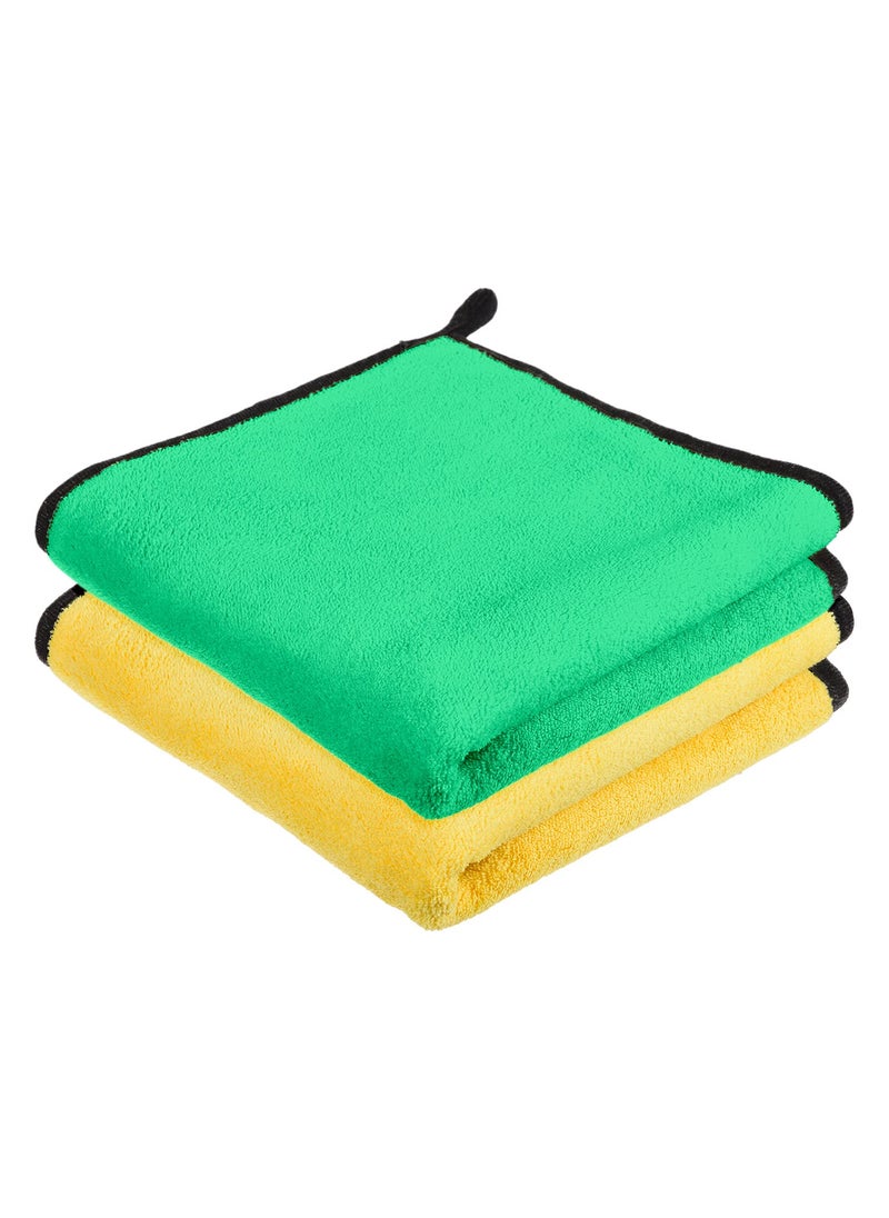 Urbane Home Cleaning TowelMicrofiber Reusable ClothsHighly Absorbent Washable Towel for Kitchen with Hanging LoopCarWindow40x40 CmPack of 2 Multi