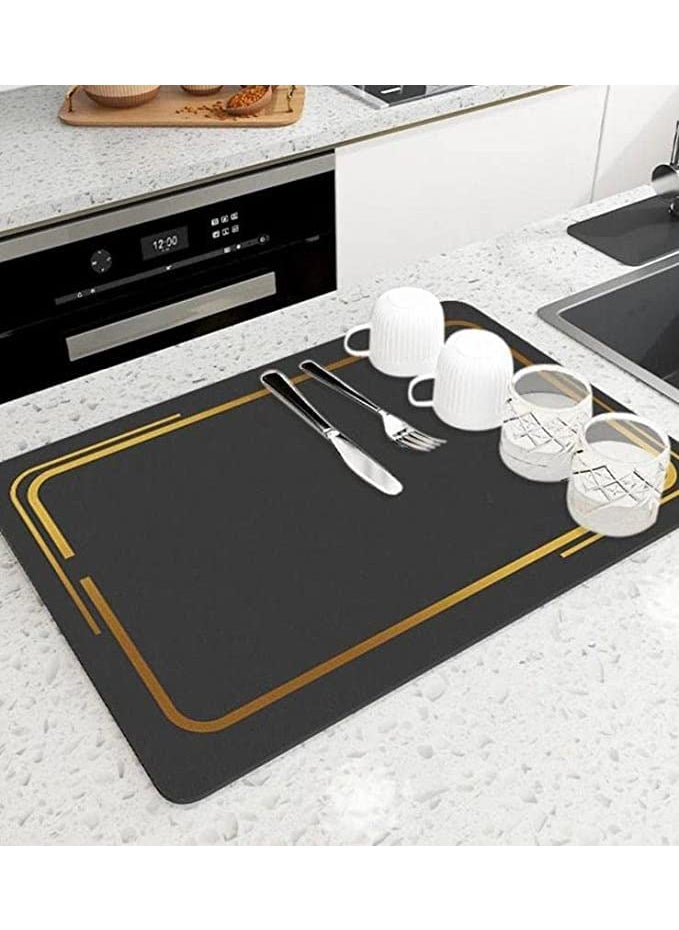 kesi High Water Absorbent Dish Drying MatMicrofiber Reversible Dish Drying Mat for Kitchen Place MatKitchen Countertop Cushion Pad TablewareReversible Dish Drying Mat golden square mat