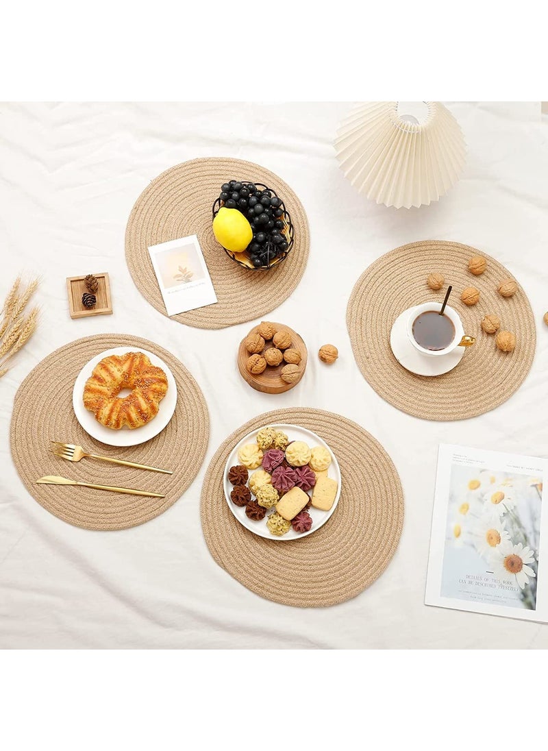 Textile and Beyond Boho Washable Non Slip Round Cotton Water Absorbent Home Office Decor Centre Coffee Dining Table mat Cover Kitchen Runners placemats Cloth for Dish for Living Room Brown 13