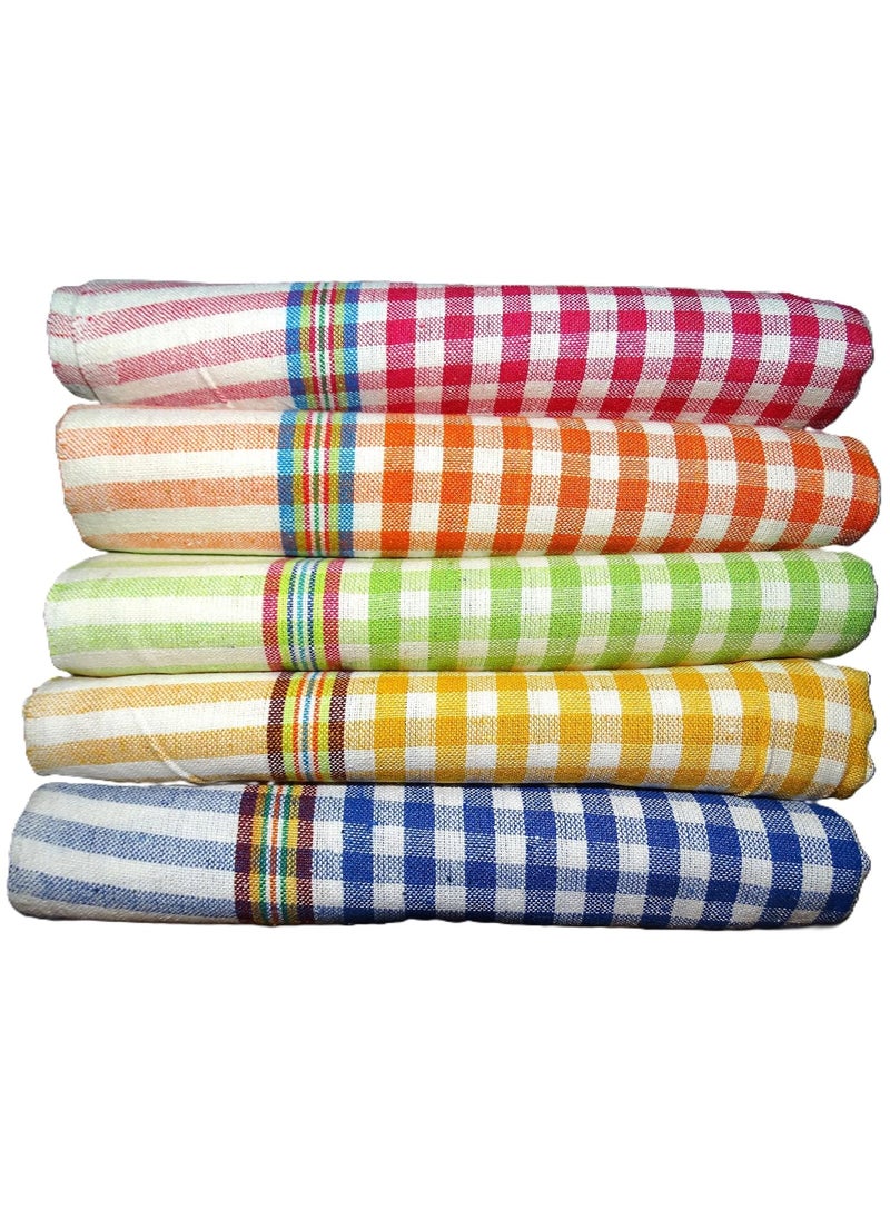 SR Handlooms and Textiles Towels 100 Pure Cotton Pack of 5 Extra Large Size 3672Inch90180Cm 36Feet 300 GSM Heavy Quality Multi Color