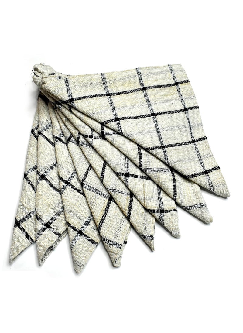 Pure Cotton 8 Piece Check Style Multipurpose Kitchen Cleaning Cloth 100 Cotton 21 x 21 Inches 400 Gram Easy Clean Quick Dry 180 GSM Designer Napkin
