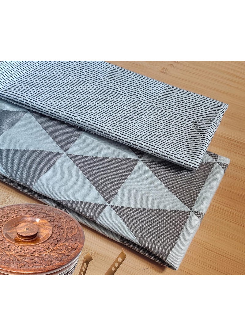 zebaya home Pure Cotton Kitchen Towels Combo of 4 Pcs 2 Pcs of Large 74 x 53 cm 2 Pcs of Medium Size 65 x 39 cm Lightweight Super Absorbent Dry Quickly