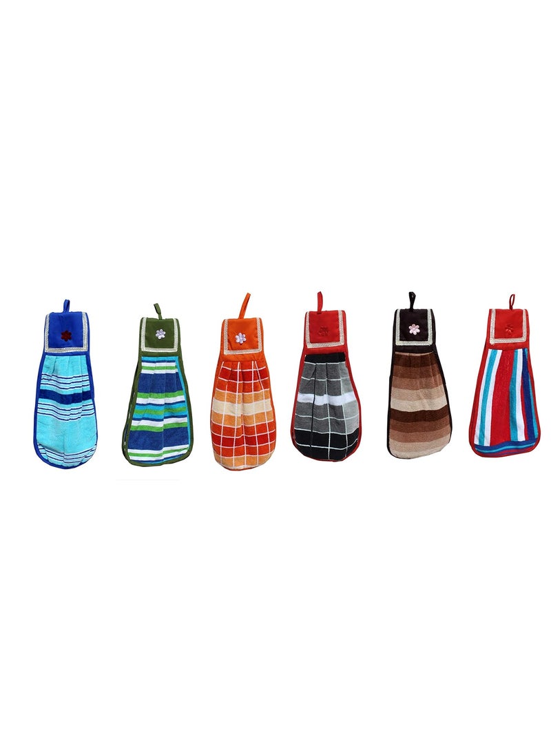 Mandhania Cotton Washbasin NapkinHand Towel for Kitchen Bathroom Towels 6 pcs Set