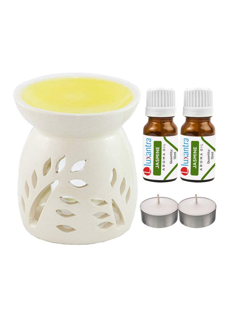 Luxantra Ceramic Aroma Diffuser with 2 Jasmine Aroma Oil 2 TLight Free