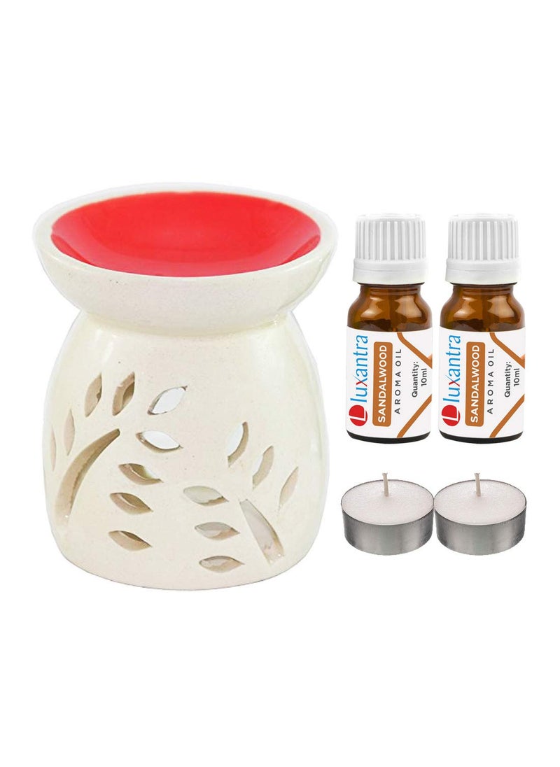 Luxantra Ceramic Aroma Diffuser with 2 Sandalwood Aroma Oil 2 TLight Free
