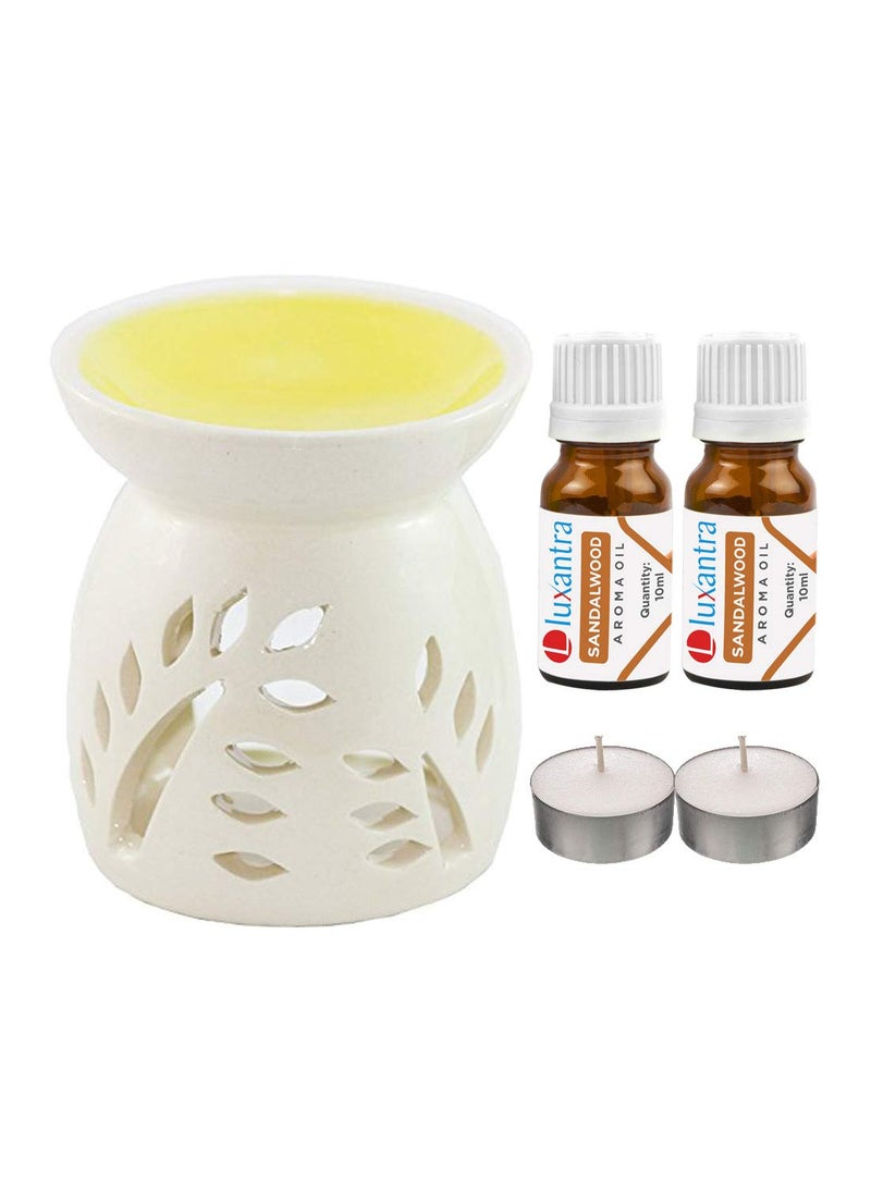 Luxantra Ceramic Aroma Diffuser with 2 Sandalwood Aroma Oil 2 TLight Free