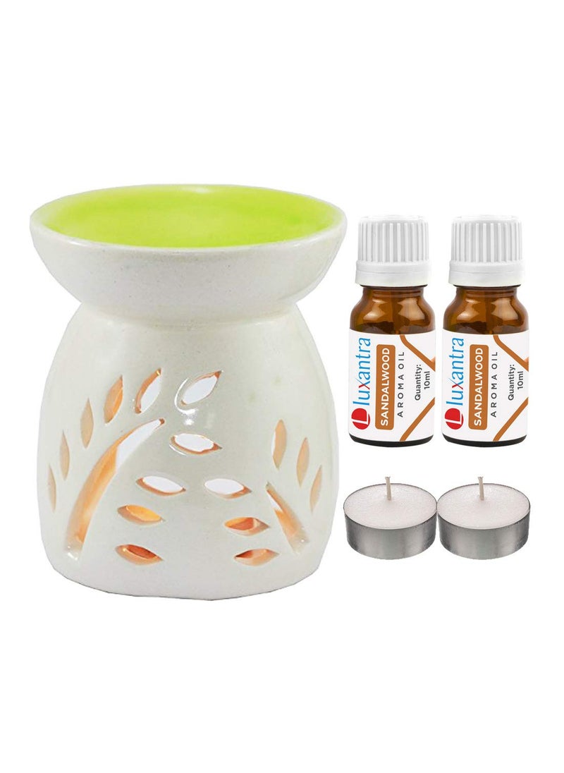 Luxantra Ceramic Aroma Diffuser with 2 Sandalwood Aroma Oil 2 TLight Free