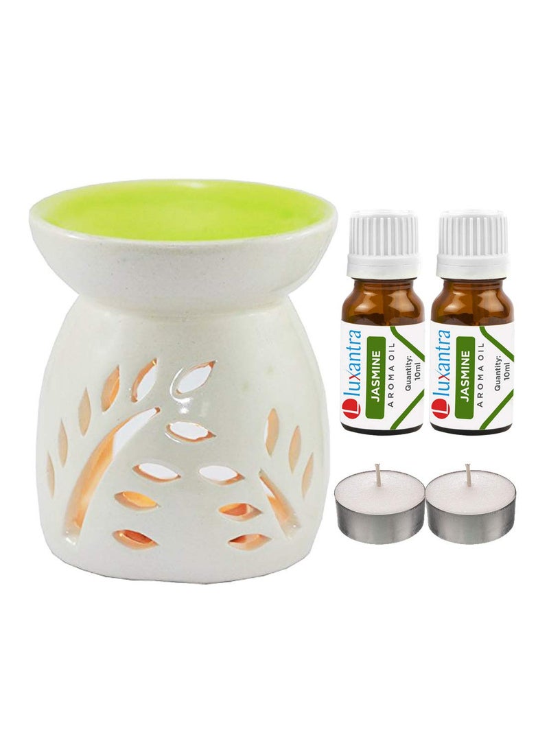Luxantra Ceramic Aroma Diffuser with 2 Jasmine Aroma Oil 2 TLight Free