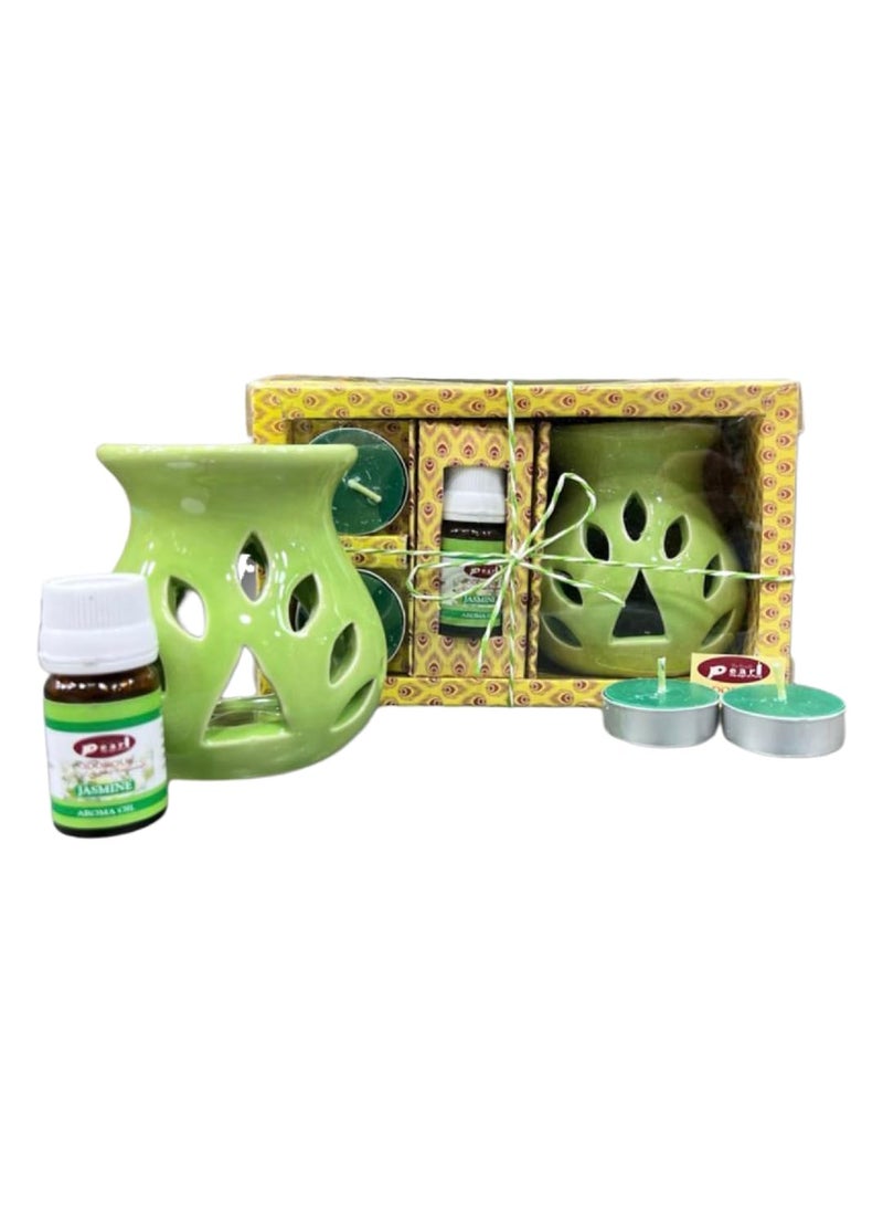 TranquilBloom Ceramic Aroma Oil Heat Diffuser with Exquisite Lemongrass Fragrance for Serenity Seekers