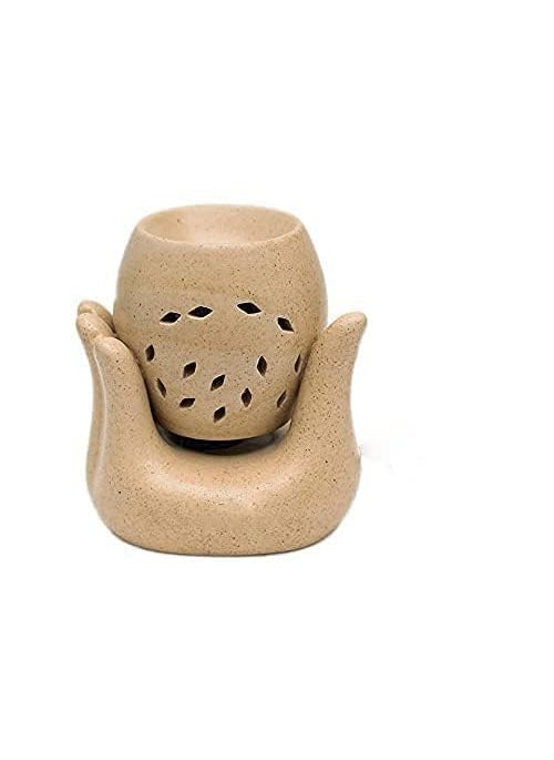 Coku Ceramic Aroma Air Freshner Oil Burner Hand Shaped Diffuser for Aromatherapy Diffuser Night lamp for Home Office Decor and Home Fragrance Bathroom SPA Diffuser Lamp yellow