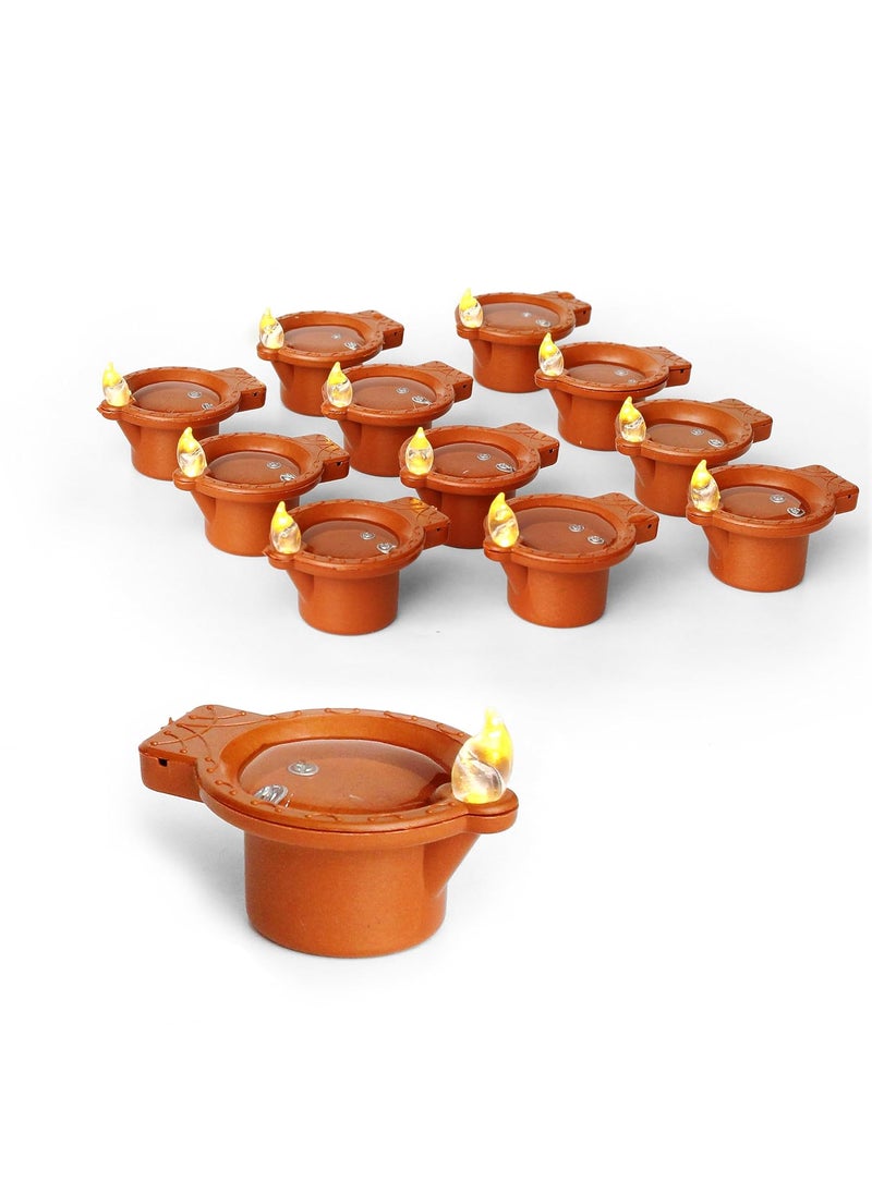CAVY LED Water Sensor Diya Electric LED Diya Flammeless Smokeless LED Dia Light for Pooja Mandir Room Decoration Diwali Decoration Festival Balcony Office Home Decor Pack of 24