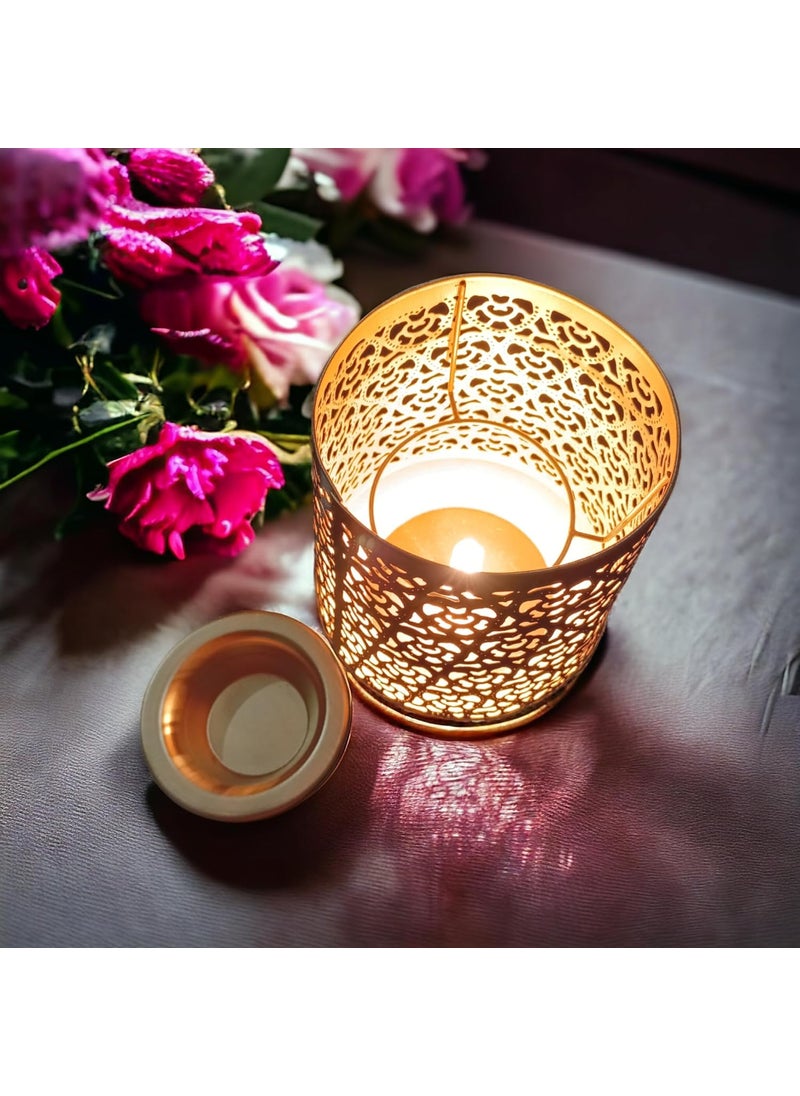 Ruvi Handicraft Aroma Diffuser Fragrance Humidifier Aroma Oil Camphor Burner for Office Home Dcor Therapy Galvanized Metal with Golden Finish Heart