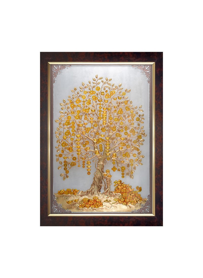 Dharvika Innovations kalpavriksha Golden Tree Photo Frame Copper Gold Sparkle Coated Lamination 2695 11 x 14 Inch