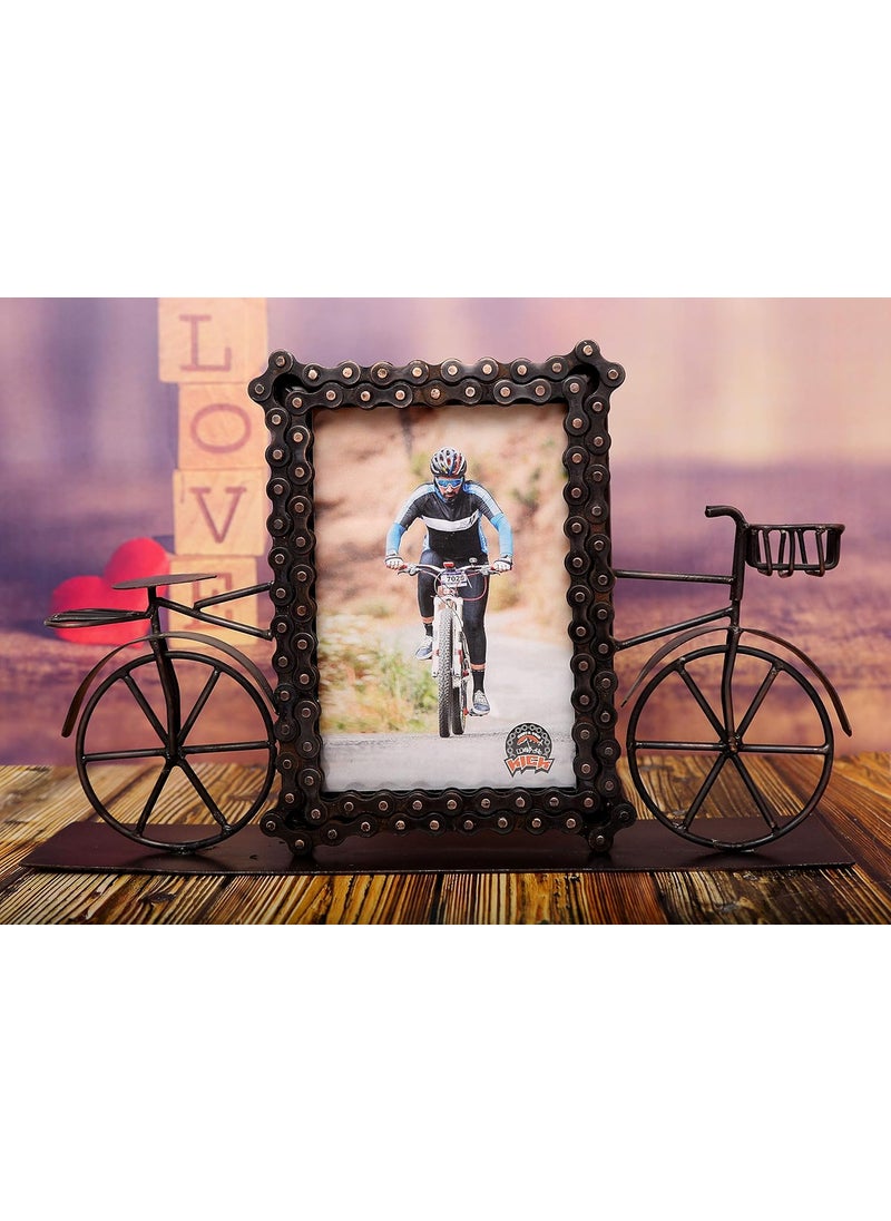 Whats Your Kick Upcycled Bike Chain Photo Frame with Cycle Mid Night Copper Finish
