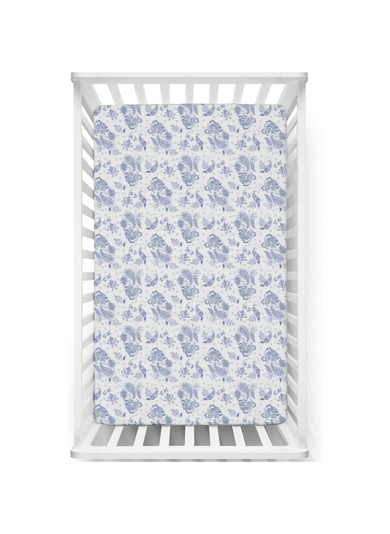 Fitted Cot Crib Sheet Bed Sheets for Newborn Baby Crib Mattress Deep Pocket All Round Elastic Fitted Crib Sheet for Baby Size 132 cm x 71 cm Crib Sheets 28x52 PaisleyDreams