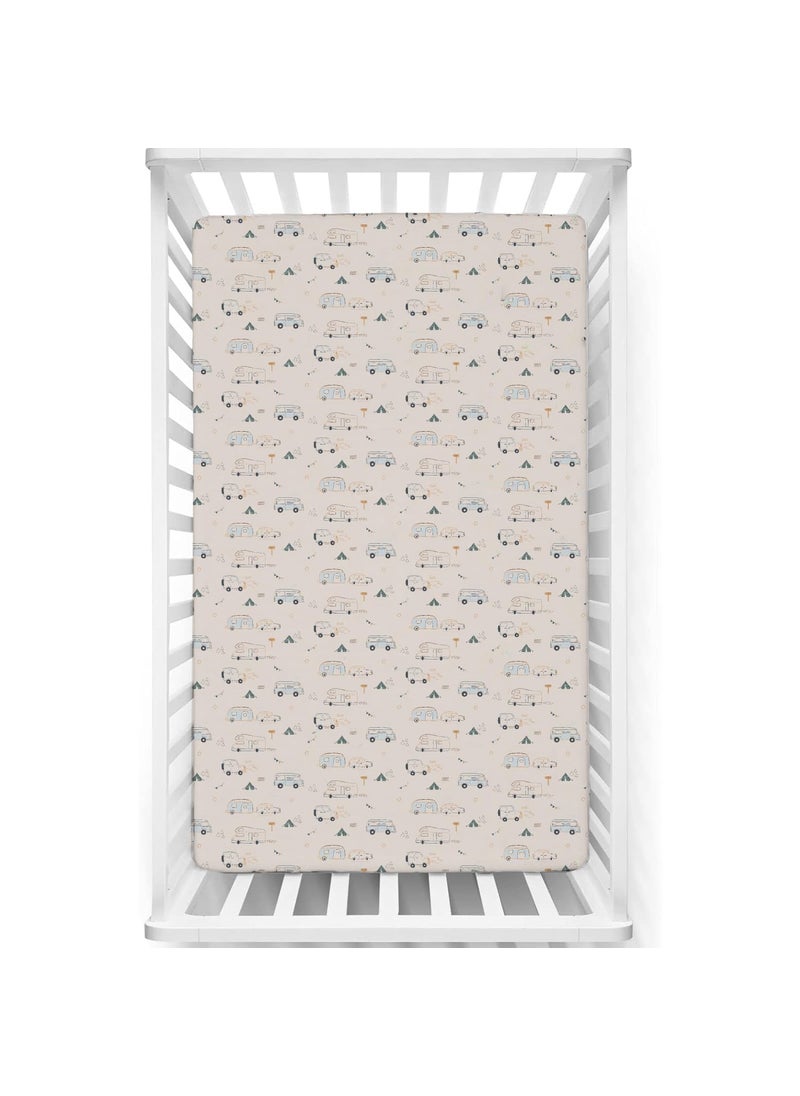 Fitted Cot Crib Sheet Bed Sheets for Newborn Baby Crib Mattress Deep Pocket All Round Elastic Fitted Crib Sheet for Baby Size 132 cm x 71 cm Crib Sheets 28x52 Old Truck Farm